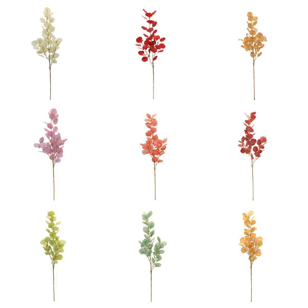 Artificial Eucalyptus Leaves Stems, 33" Real-Touch Faux Greenery, Bulk Pack of 9 Stems for Home Decor, Weddings & Floral Arrangements