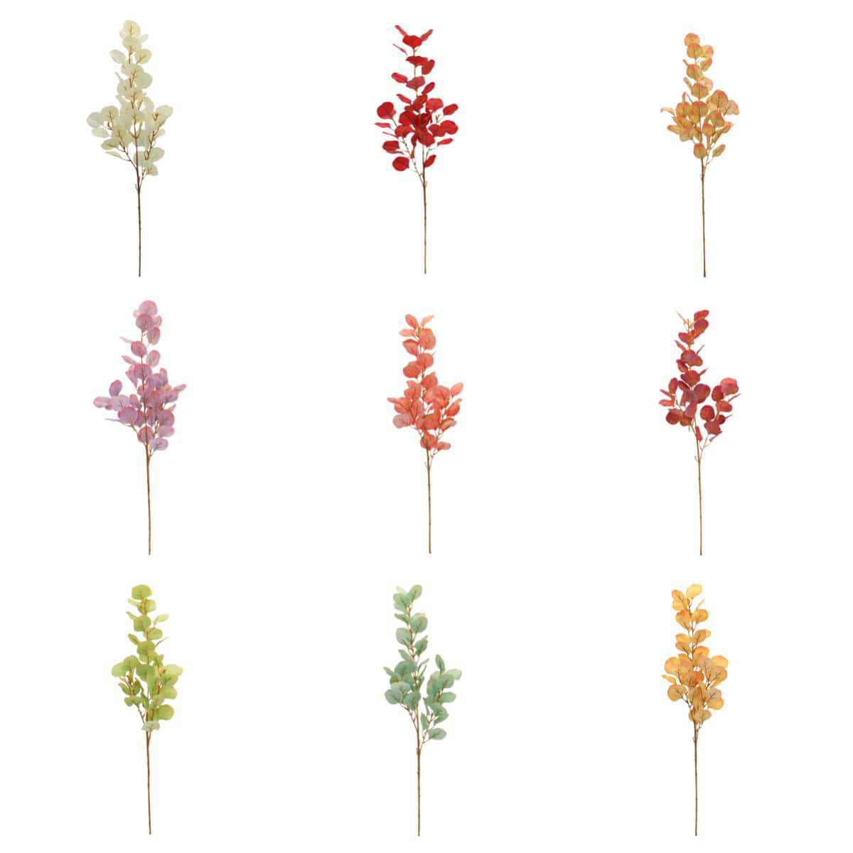 Artificial Eucalyptus Leaves Stems, 33" Real-Touch Faux Greenery, Bulk Pack of 9 Stems for Home Decor, Weddings & Floral Arrangements