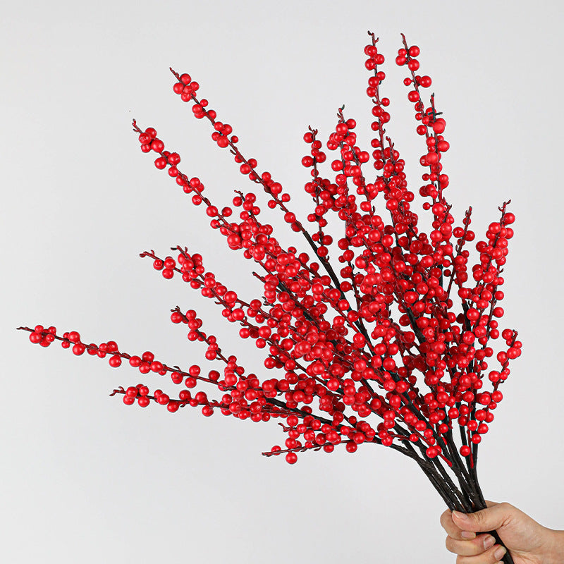 Artificial Holly Berry Stem, 28" Real-Touch Red Winterberry Branch for Vase Arrangements, Wedding Centerpieces, and Home Decor