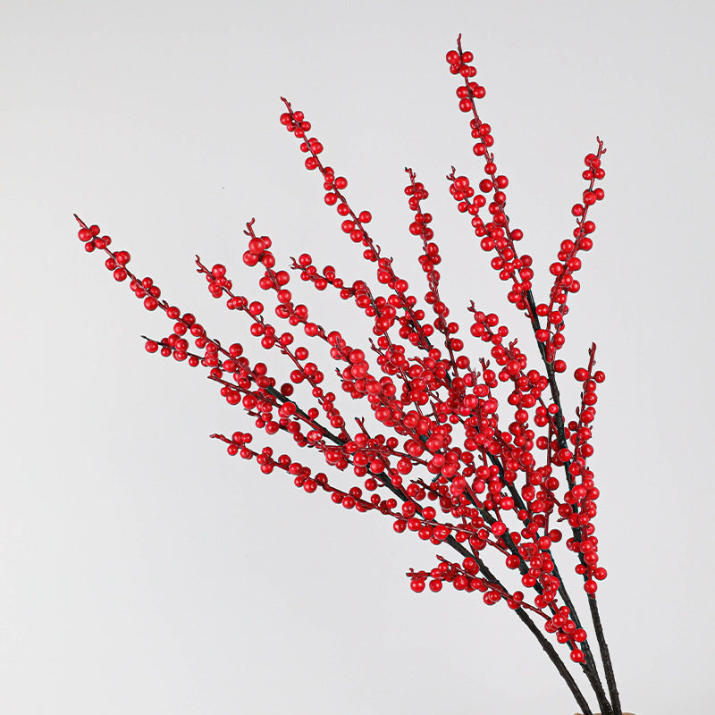 Artificial Holly Berry Stem, 28" Real-Touch Red Winterberry Branch for Vase Arrangements, Wedding Centerpieces, and Home Decor