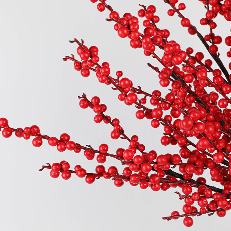 Artificial Holly Berry Stem, 28" Real-Touch Red Winterberry Branch for Vase Arrangements, Wedding Centerpieces, and Home Decor