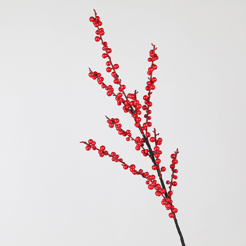 Artificial Holly Berry Stem, 28" Real-Touch Red Winterberry Branch for Vase Arrangements, Wedding Centerpieces, and Home Decor