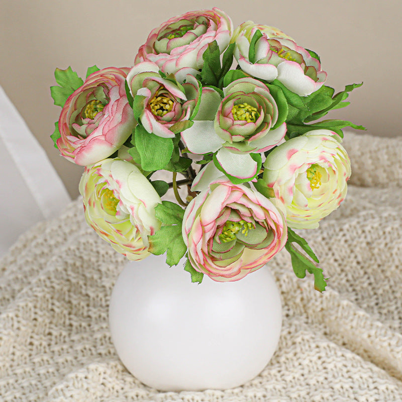 Artificial Tea Rose Bouquet, 6 Stems, 10" Real-Touch Silk Roses for Vase Arrangements, Wedding Decor, Home Styling, Bulk Floral Supplies