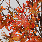 Real-Touch Purple Beautyberry and Maple Leaf Faux Greenery Branch, 37", Lifelike Artificial Plant for Vase, Home Decor, Wedding Arrangements, Bulk Florist Supplies