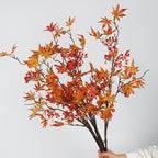 Real-Touch Purple Beautyberry and Maple Leaf Faux Greenery Branch, 37", Lifelike Artificial Plant for Vase, Home Decor, Wedding Arrangements, Bulk Florist Supplies