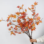 Real-Touch Purple Beautyberry and Maple Leaf Faux Greenery Branch, 37", Lifelike Artificial Plant for Vase, Home Decor, Wedding Arrangements, Bulk Florist Supplies