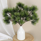 15-forked Stem Artificial Curly Pine Needle Greenery Stems, 18" Real-Touch Faux Evergreen Branches for DIY Floral Arrangements, Home Decor, Wedding & Event Centerpieces