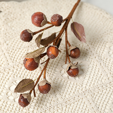 Artificial Monk Fruit Stems, 16" Real-Touch Faux Dried Fruit Branches, 2-Pack Bulk Set for Fall Centerpieces, Wedding Decor & Vintage Home Styling