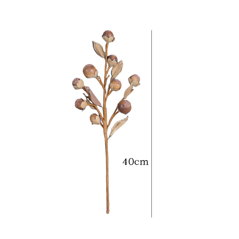 Artificial Monk Fruit Stems, 16" Real-Touch Faux Dried Fruit Branches, 2-Pack Bulk Set for Fall Centerpieces, Wedding Decor & Vintage Home Styling
