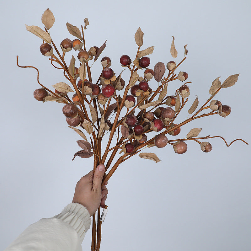 Artificial Monk Fruit Stems, 16" Real-Touch Faux Dried Fruit Branches, 2-Pack Bulk Set for Fall Centerpieces, Wedding Decor & Vintage Home Styling