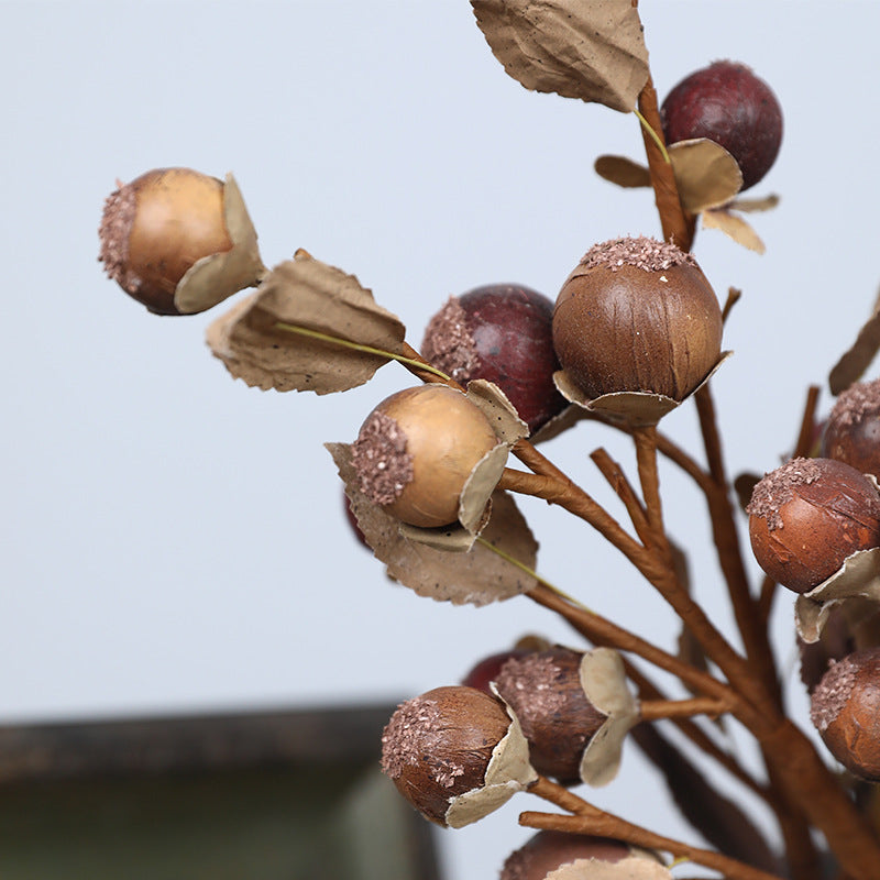Artificial Monk Fruit Stems, 16" Real-Touch Faux Dried Fruit Branches, 2-Pack Bulk Set for Fall Centerpieces, Wedding Decor & Vintage Home Styling