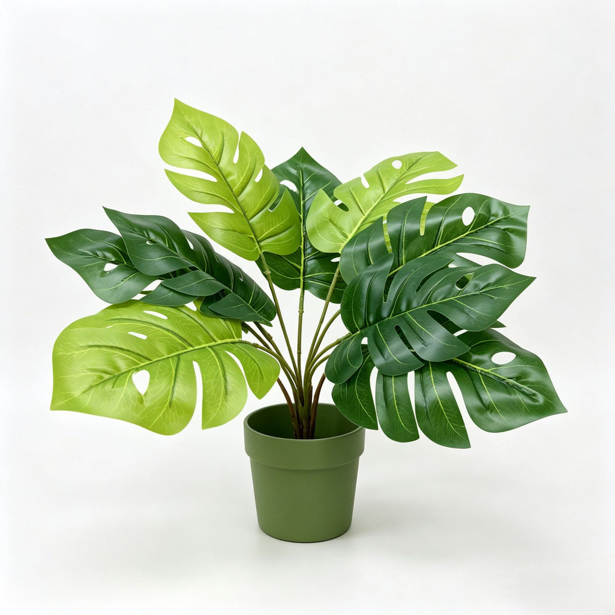 Real-Touch Artificial Monstera Leaf Plant, 13" Tall Faux Potted Greenery for Home Decor, Wedding Centerpieces, and Outdoor Spaces