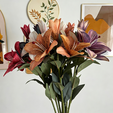 Real-Touch Silk Lily Artificial Flower, 30" Tall, 6.5" Bloom Diameter, Perfect for Home Decor, Weddings, and Event Styling