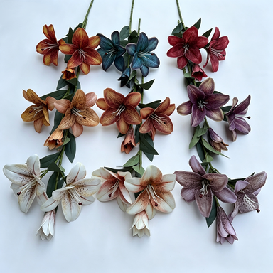 Real-Touch Silk Lily Artificial Flower, 30" Tall, 6.5" Bloom Diameter, Perfect for Home Decor, Weddings, and Event Styling