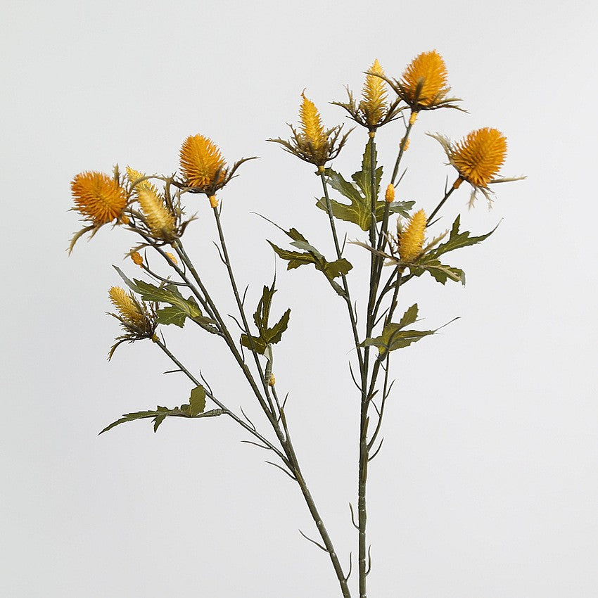 Artificial Eryngium (Sea Holly) Stems, Set of 2 - 27" Realistic Faux Flowers for Vase Arrangements, Rustic Home Decor, Wedding Centerpieces