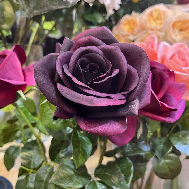 Premium Real-Touch Faux Rose, 26" Tall, 4" Bloom, Single Stem for Vase, Wedding Bouquets, Home Decor, Cottagecore Style