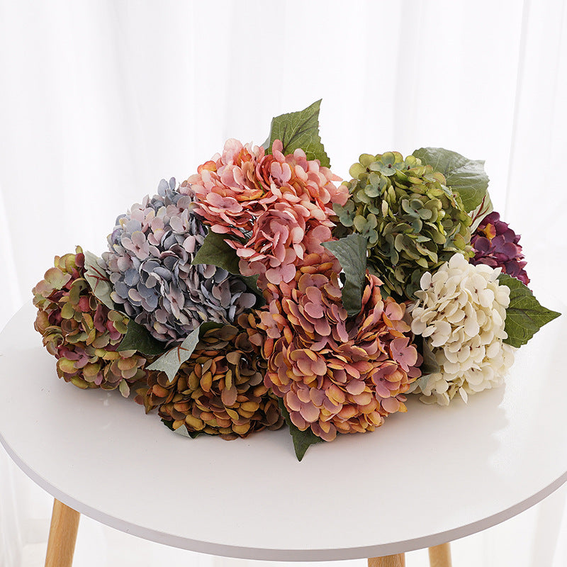 Vintage Hydrangea Stem, 13", Silk Artificial Flower for Weddings, Home Decor, Hotel Arrangements