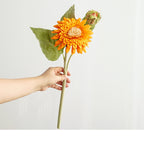 Single Stem Teddy Bear Sunflower, 18" Silk Artificial Flower for Home Decor, Weddings, and Photography Props