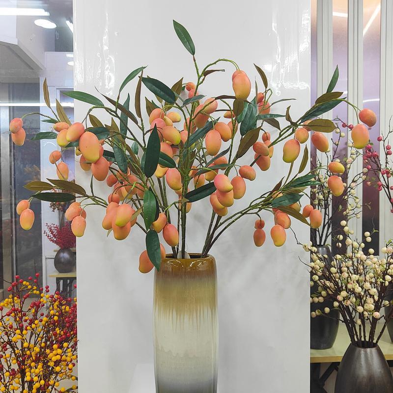 Artificial Mango Fruit Stems, 39" Tall, Real-Touch Mixed Material, Cottagecore Home Decor, Wedding & Event Styling, DIY Arrangements