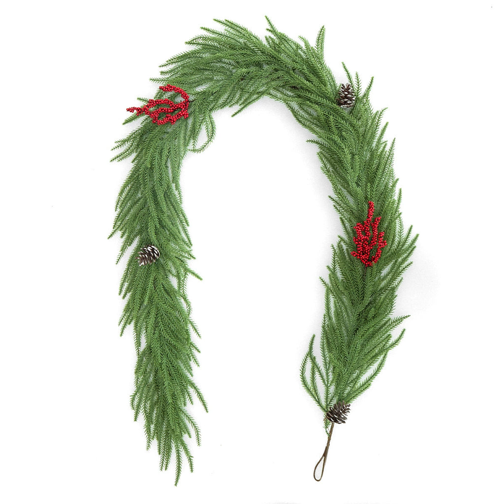 Realistic Artificial Pinecone & Berry Vine Garland, 71" Long, Perfect for Christmas Decor, Staircase, Table Centerpiece, Bulk Buy Options