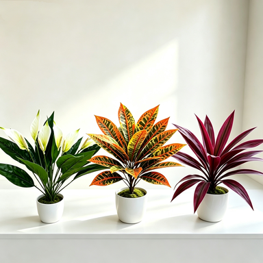 Artificial Peace Lily & Dracaena Combo Set, 23" Tall Faux Plants for Home Decor, Office Greenery, Modern Indoor Arrangement (Set of 3)