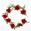 Artificial Poinsettia Garland, 71" Christmas Decoration, Indoor Staircase Hanging Vine with Red Blooms and Eucalyptus Leaves