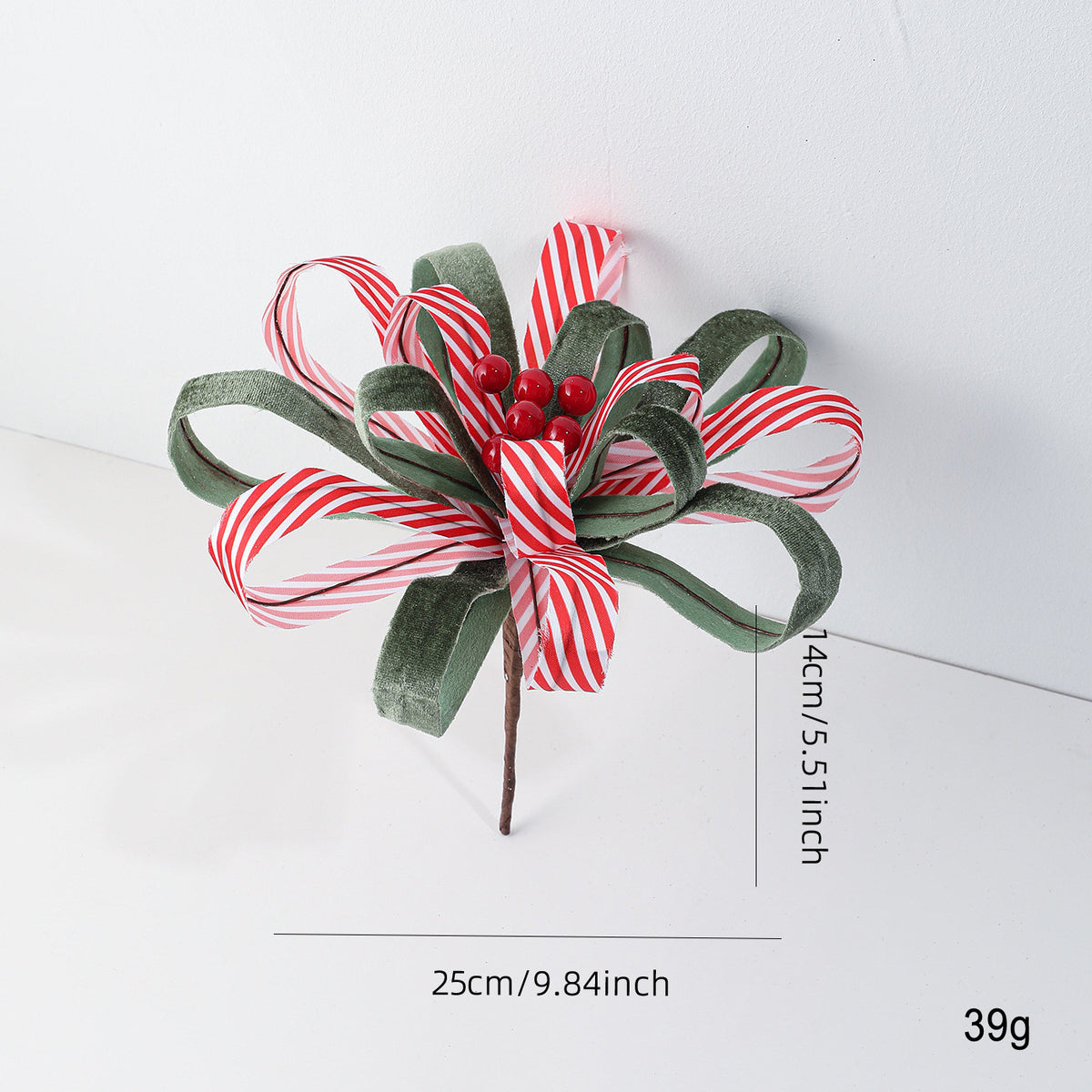 Christmas Red Berry Cloth Floral Pick, 10" Tall, Light Luxury Style, Festive Holiday Decor