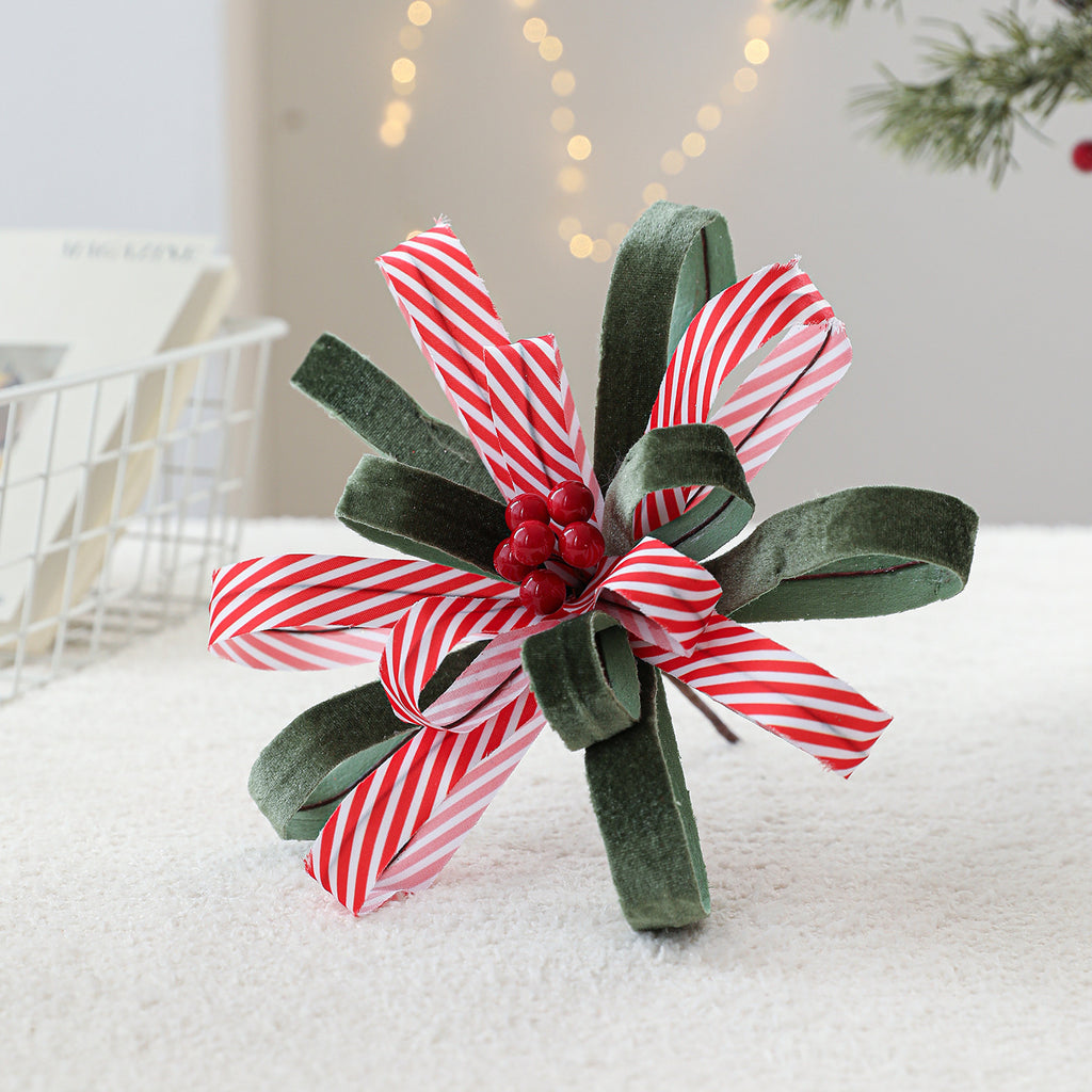 Christmas Red Berry Cloth Floral Pick, 10" Tall, Light Luxury Style, Festive Holiday Decor