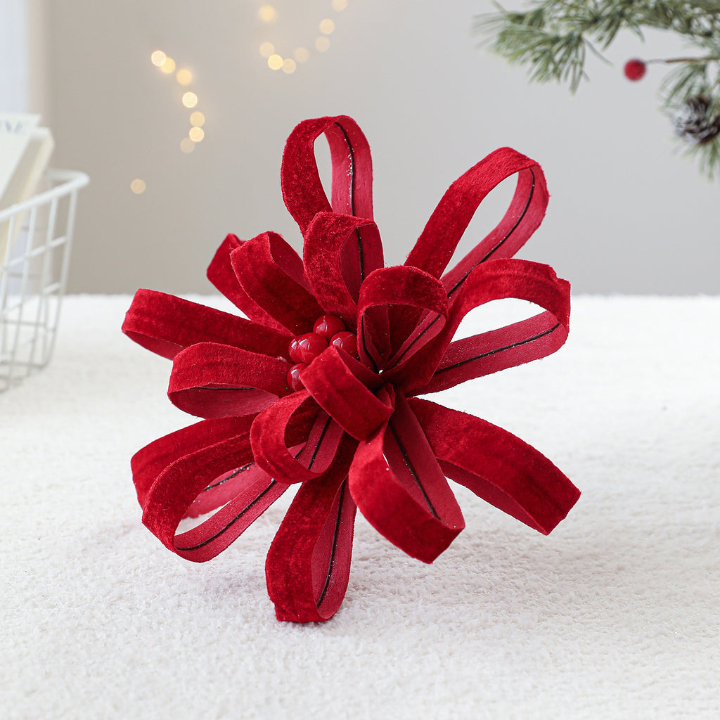 Christmas Red Berry Cloth Floral Pick, 10" Tall, Light Luxury Style, Festive Holiday Decor