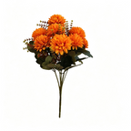 Artificial Silk Chrysanthemum Bush, 15" Height, Set of 8, Perfect for Weddings & Home Decor, Available in Wine Red, Bright Orange, Mustard Yellow, Burnt Orange