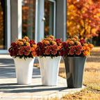 Artificial Silk Chrysanthemum Bush, 15" Height, Set of 8, Perfect for Weddings & Home Decor, Available in Wine Red, Bright Orange, Mustard Yellow, Burnt Orange