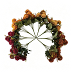 Artificial Silk Chrysanthemum Bush, 15" Height, Set of 8, Perfect for Weddings & Home Decor, Available in Wine Red, Bright Orange, Mustard Yellow, Burnt Orange