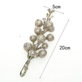 Festive Cherry Berry Stems, 8" Long, Set of 3, Gold-Toned Artificial Branches for Christmas Decor