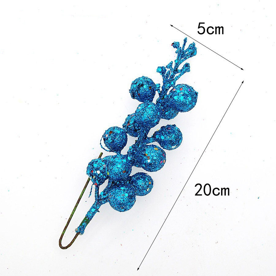 Festive Cherry Berry Stems, 8" Long, Set of 3, Gold-Toned Artificial Branches for Christmas Decor