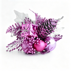 Christmas Spruce Pinecone Sprigs with Gold Red Silver Ornaments, 8" Artificial Holiday Decorative Branches