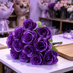 Peacock Roses Artificial Flowers, Single Stem DIY Fake Flowers for Weddings & Holidays, 12-Pack (13" Tall, 2" Bloom Diameter)