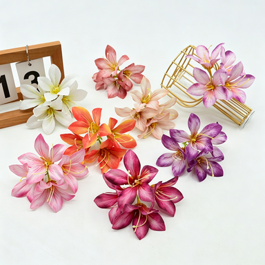 Artificial Silk Bauhinia Flower Clusters, 3 Pack, 4 Blooms Each, Perfect for DIY Crafts, Wedding Decor, and Gift Packaging