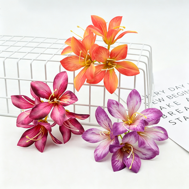 Artificial Silk Bauhinia Flower Clusters, 3 Pack, 4 Blooms Each, Perfect for DIY Crafts, Wedding Decor, and Gift Packaging