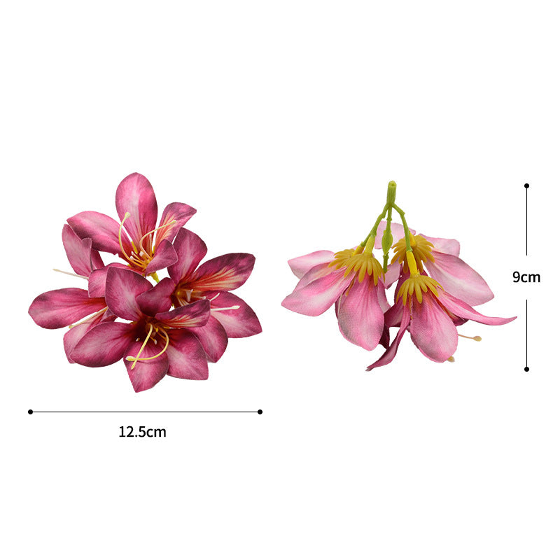 Artificial Silk Bauhinia Flower Clusters, 3 Pack, 4 Blooms Each, Perfect for DIY Crafts, Wedding Decor, and Gift Packaging