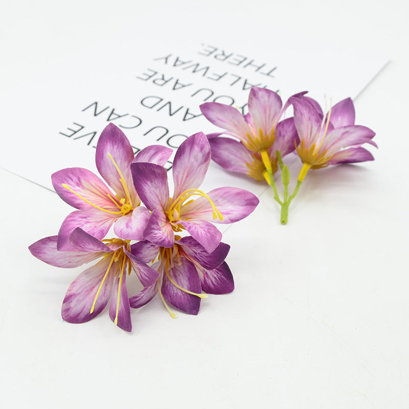 Artificial Silk Bauhinia Flower Clusters, 3 Pack, 4 Blooms Each, Perfect for DIY Crafts, Wedding Decor, and Gift Packaging