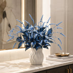 Artificial Perilla Leaf Lavender Bush, 16" Tall, Modern Indoor Decor, Plastic Faux Florals, Single Bush