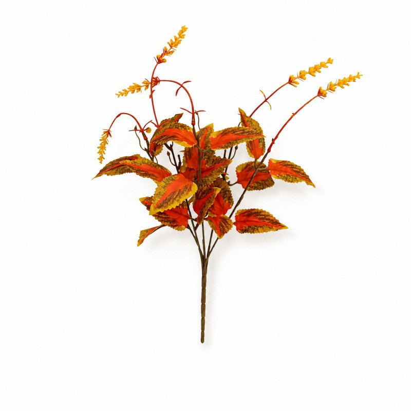 Artificial Perilla Leaf Lavender Bush, 16" Tall, Modern Indoor Decor, Plastic Faux Florals, Single Bush