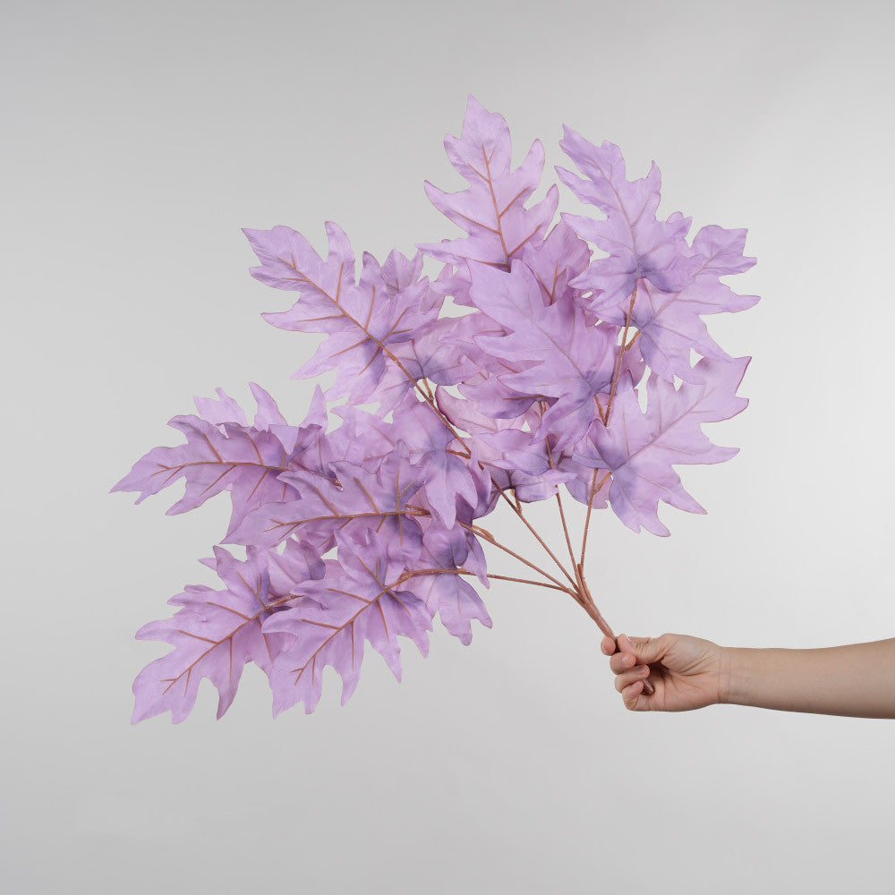 Artificial Oak Leaf Bush, 23" Long, Mixed Material, Modern Style, Red, Blue, Purple, Perfect for Weddings & Home Decor