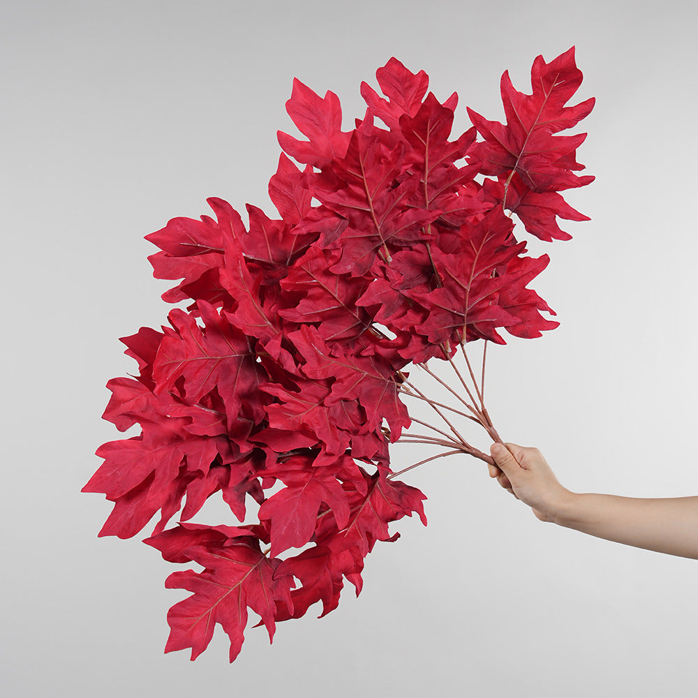 Artificial Oak Leaf Bush, 23" Long, Mixed Material, Modern Style, Red, Blue, Purple, Perfect for Weddings & Home Decor