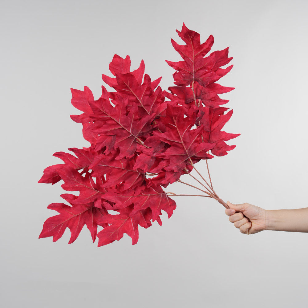 Artificial Oak Leaf Bush, 23" Long, Mixed Material, Modern Style, Red, Blue, Purple, Perfect for Weddings & Home Decor