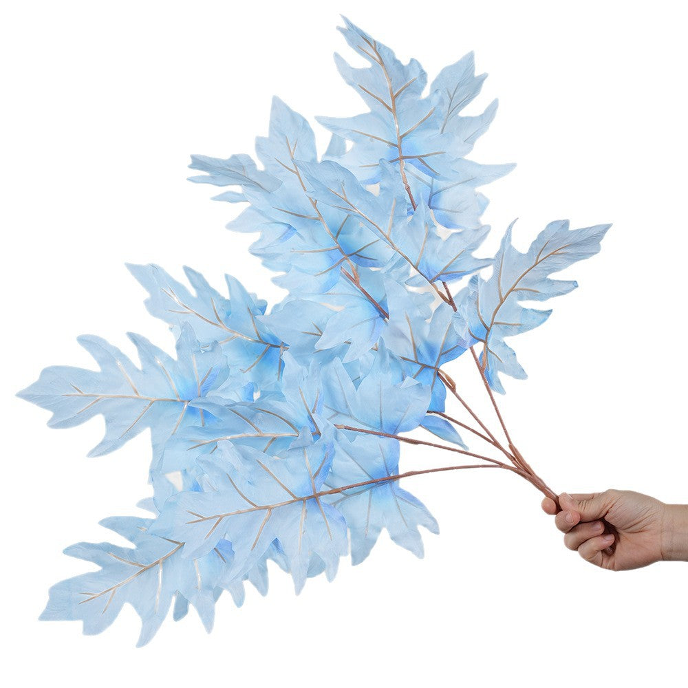 Artificial Oak Leaf Bush, 23" Long, Mixed Material, Modern Style, Red, Blue, Purple, Perfect for Weddings & Home Decor