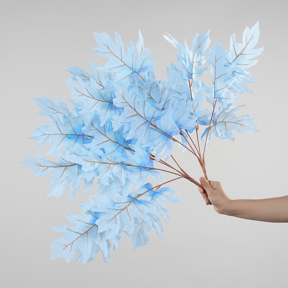 Artificial Oak Leaf Bush, 23" Long, Mixed Material, Modern Style, Red, Blue, Purple, Perfect for Weddings & Home Decor