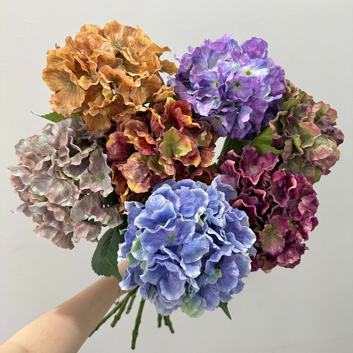 Vintage Autumn Wave Hydrangea Bush, 22" Tall, Realistic Artificial Flower for Home Decor, Hotel Styling