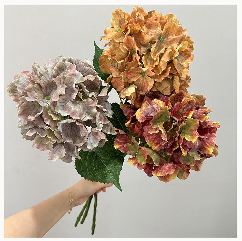 Vintage Autumn Wave Hydrangea Bush, 22" Tall, Realistic Artificial Flower for Home Decor, Hotel Styling