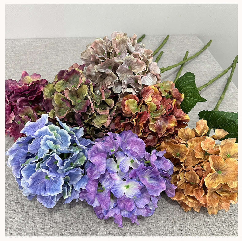 Vintage Autumn Wave Hydrangea Bush, 22" Tall, Realistic Artificial Flower for Home Decor, Hotel Styling